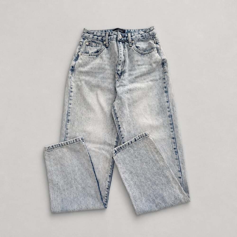 White Fox acid wash high rise denim jeans, size M